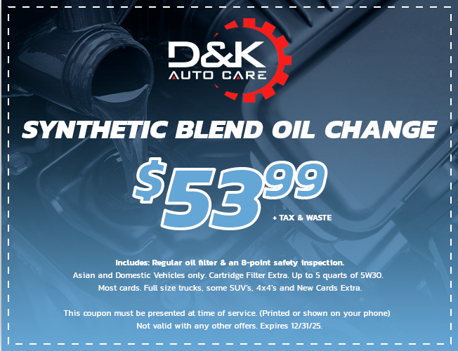 Synthetic blend oil change coupon