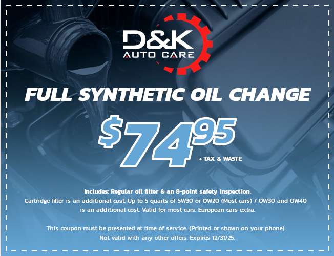 Full synthetic oil change coupon
